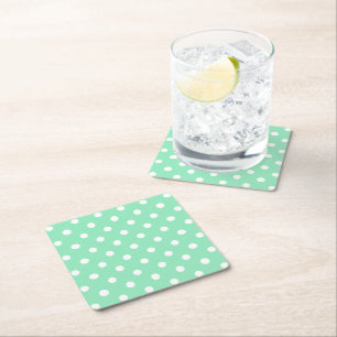 Dessous-de-verre Carré En Papier Mint Vert Blanc Décoré Élégant Vintage tendance
