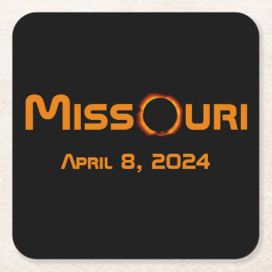 Dessous-de-verre Carré En Papier Missouri 2024 Éclipse solaire totale