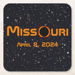 Dessous-de-verre Carré En Papier Missouri 2024 Éclipse solaire totale