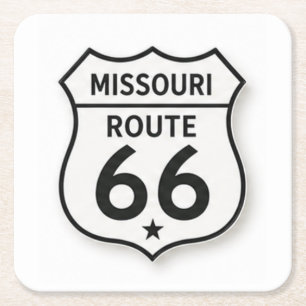 Dessous-de-verre Carré En Papier Missouri Route 66 Rétro Bouclier Blanc Dessous de