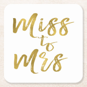 Dessous-de-verre Carré En Papier Mlle à Mme feuille d'or de partie de Fête de la