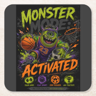 Dessous-de-verre Carré En Papier Mode Monstre Activé – Monstre de Sport Basket