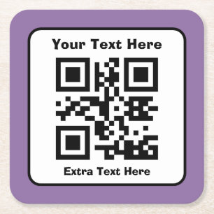 Dessous-de-verre Carré En Papier Modèle de code QR scannable avec texte modifiable