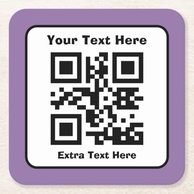 Dessous-de-verre Carré En Papier Modèle de code QR scannable avec texte modifiable (Devant)