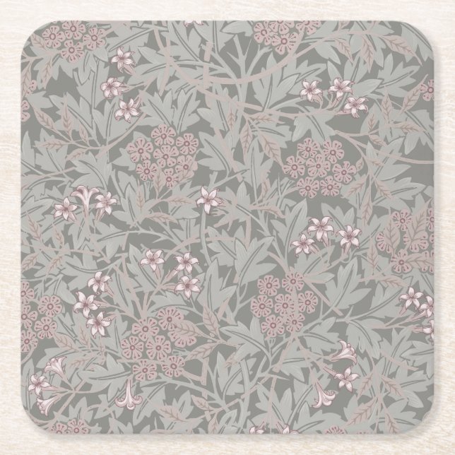 Dessous-de-verre Carré En Papier Modèle de fleur de jasmin de William Morris (Devant)