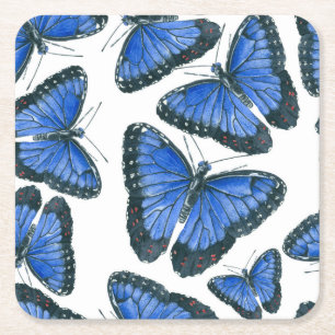 Dessous-de-verre Carré En Papier Modèle motif de papillon bleu morpho
