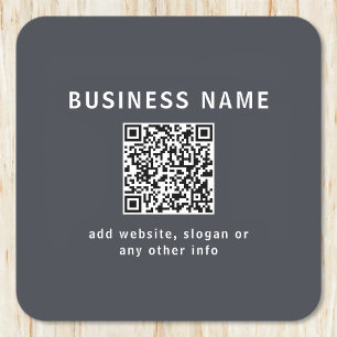 Dessous-de-verre Carré En Papier Modèle simple pour votre code QR   Gris foncé