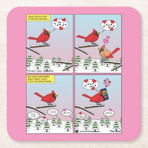 Dessous-de-verre Carré En Papier Modern Bird Mating Calls Comic
