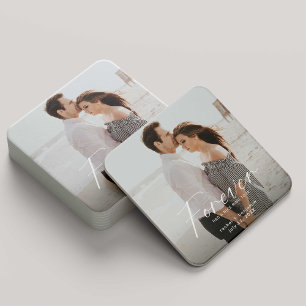 Dessous-de-verre Carré En Papier Modern Forever a une belle bague Photo Fiançailles