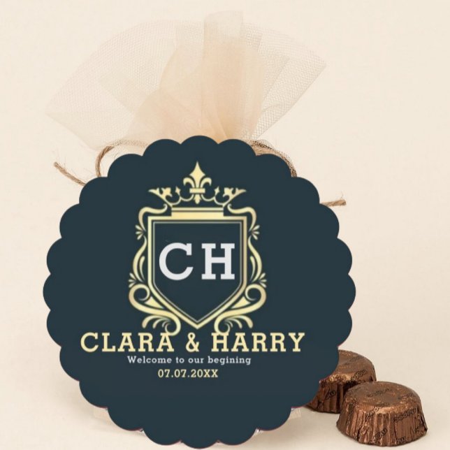 Dessous-de-verre Carré En Papier  Modern monogram gold calligraphy wedding  (Créateur téléchargé)