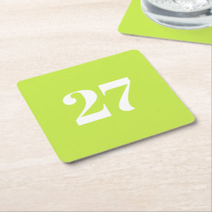 Dessous-de-verre Carré En Papier Moderne citron vert personnalisé numéro d'annivers