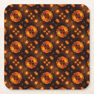 Dessous-de-verre Carré En Papier Moderne Élégant Bohème Doré Motif d'Art Abstrait #