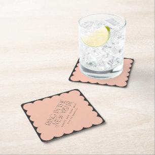 Dessous-de-verre Carré En Papier Moderne minimaliste nouvelle année noir vacances à