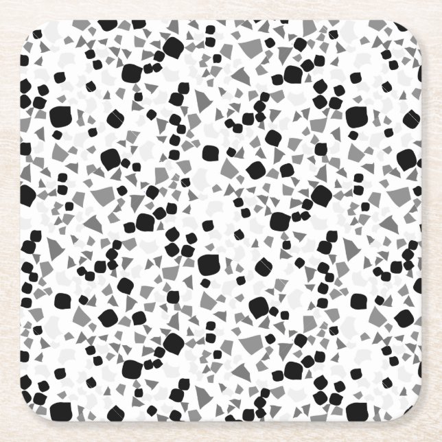 Dessous-de-verre Carré En Papier Moderne Simple Blanc Terrazzo Carrelage Noir (Devant)