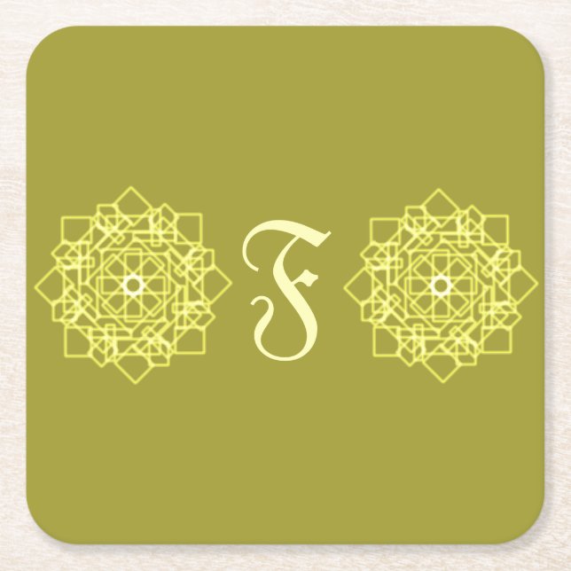 Dessous-de-verre Carré En Papier Moderne Simples rayures de ligne Nom monogramme fl (Devant)