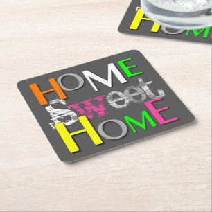 Dessous-de-verre Carré En Papier Moderne tendance Colorful Home Sweet Home