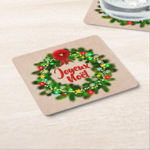 Dessous-de-verre Carré En Papier Modifier le texte Joyeux Noël