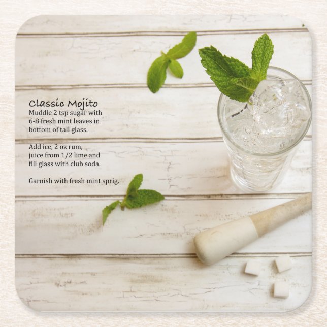 Dessous-de-verre Carré En Papier Mojito classique (Devant)