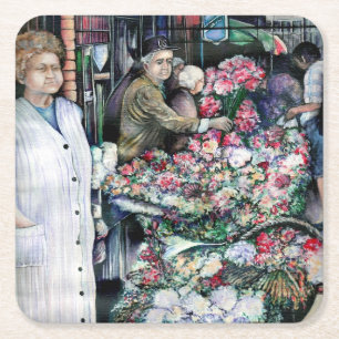 Dessous-de-verre Carré En Papier Moment magique sur le marché Misloc