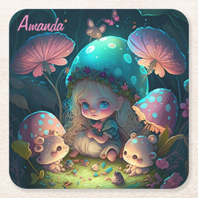 Dessous-de-verre Carré En Papier Moments d'elfe magique (Devant)