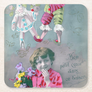 Dessous-de-verre Carré En Papier Mon petit coeur dans ce baiser