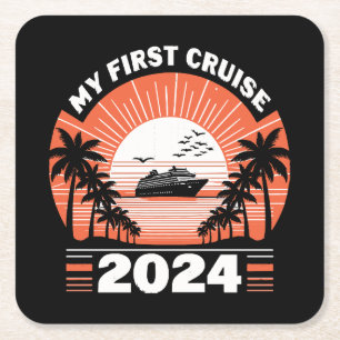 Dessous-de-verre Carré En Papier Mon premier voyage en croisière 2024