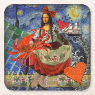Dessous-de-verre Carré En Papier Mona Lisa Fun Zodiaque Fantaisiste 