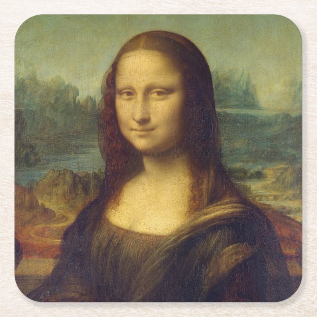 Dessous-de-verre Carré En Papier Mona Lisa, Léonard de Vinci (Devant)