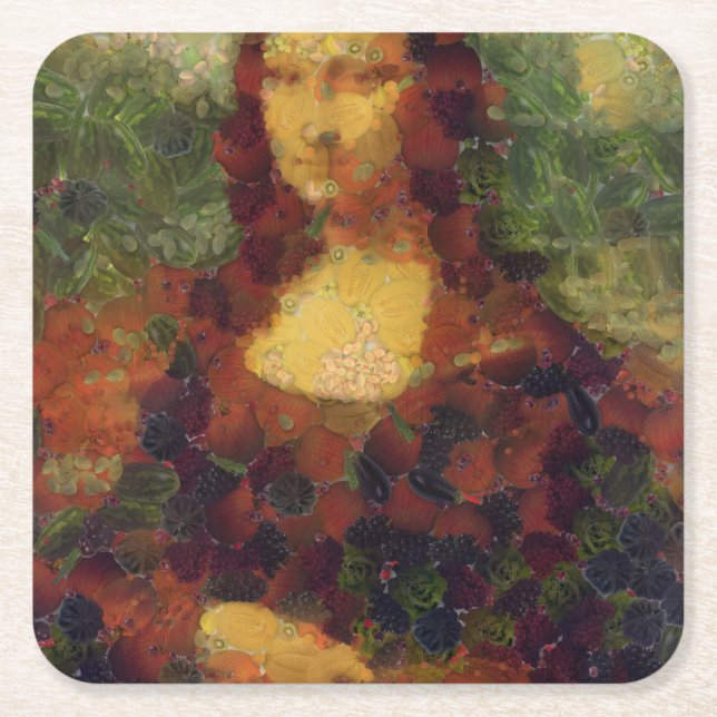 Dessous-de-verre Carré En Papier Mona Lisa Lettuce Art fine Cuillère végétale (Devant)