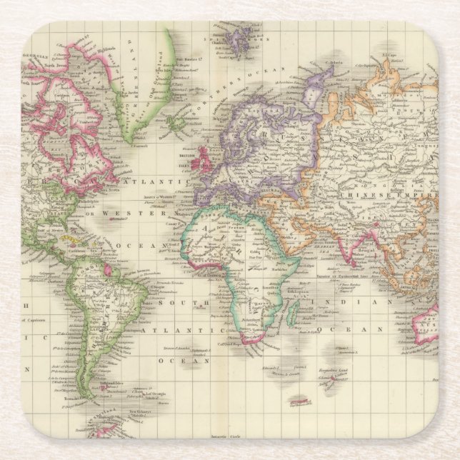 Dessous-de-verre Carré En Papier Monde 9 (Devant)