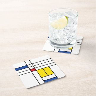 Dessous-de-verre Carré En Papier Mondrian II Design d'Art Moderne Minimaliste De St