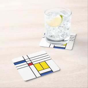 Dessous-de-verre Carré En Papier Mondrian II Minimaliste De Stijl Art Moderne