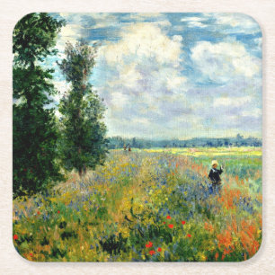 Dessous-de-verre Carré En Papier Monet - Champ de coquelicots, Argenteuil