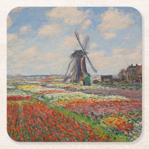 Dessous-de-verre Carré En Papier Monet - Champs de Tulipes en Hollande