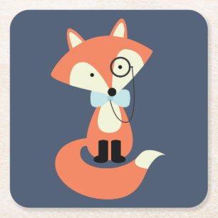 Dessous-de-verre Carré En Papier Monocle Hipster Red Fox