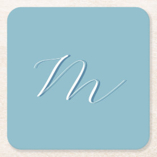 Dessous-de-verre Carré En Papier Monogram Solide Blue Pastel Minimaliste Profession