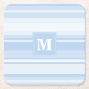 Dessous-de-verre Carré En Papier Monogramme Bleu rayures