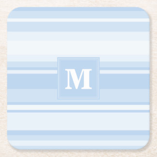 Dessous-de-verre Carré En Papier Monogramme Bleu rayures