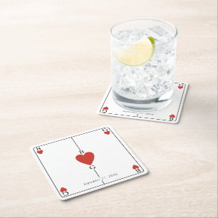 Dessous-de-verre Carré En Papier Monogramme Coeurs de jeu Mariage de carte