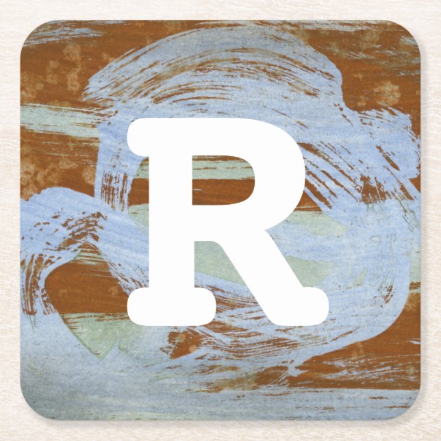 Dessous-de-verre Carré En Papier Monogramme | Coucher de soleil du port (Devant)