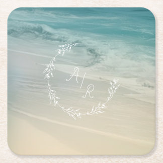 Dessous-de-verre Carré En Papier Monogramme de l'événement plage