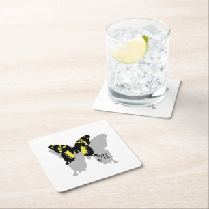 Dessous-de-verre Carré En Papier Monogramme de l'ombre des papillons jamaïcains