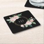 Dessous-de-verre Carré En Papier Monogramme de Mariage noir flou<br><div class="desc">Ce mariage de papier carré monogramme noir floral brun design de dessous de verre de papier dispose de beaux arrière - plans neutres chic de noir ou blanc avec une typographie moderne simple et une calligraphie élégante pour donner un ton sophistiqué à tout style d'événement. Chaque produit est agrémenté de...</div>