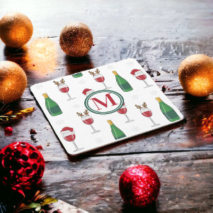 Dessous-de-verre Carré En Papier Monogramme de neige de Noël Père Noël Reindeer