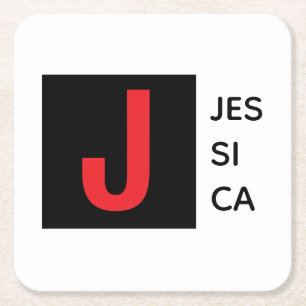 Dessous-de-verre Carré En Papier Monogramme de nom professionnel élégant moderne