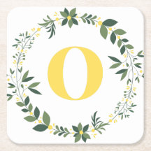 Monogramme en O en or/citron avec un anneau floral
