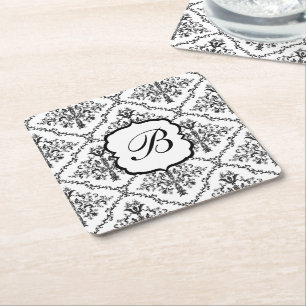 Dessous-de-verre Carré En Papier Monogramme floral Damask