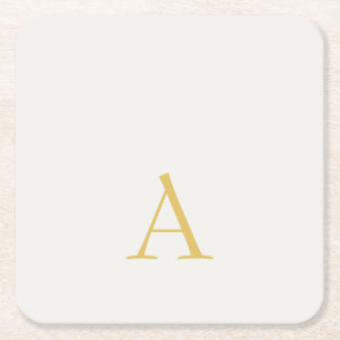 Dessous-de-verre Carré En Papier Monogramme initial professionnel couleur or et pas