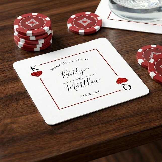 Dessous-de-verre Carré En Papier Monogramme Jeu Carte Mariage Enregistrer La Date (Créateur téléchargé)