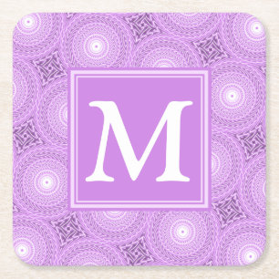 Dessous-de-verre Carré En Papier Monogramme lilas cercles pourpres motif